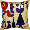 Abstract Decorative Pillow Cover Hand Embroidered Whimsical Toss Pillows Farmhouse Chair Cushion Contemporary Pillowsham Mid-Century Chair Cushions Wool Size 18x18 by CozyNest Decor