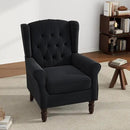 UIXE High Back Accent Chair, Upholstered Armchair in Fabric, Retro Wingback Arm Chair for Living Room, Comfy Single Sofa Bedroom Reading Seat with Solid Wood Legs - Black Blue by CozyNest Decor