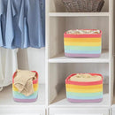 3-Pack Rainbow Storage Baskets 14.5X9.5X9.3“ – Woven Toy Organizer Bins for Kids, Baby Room, Nursery, and Classroom – Cute Square Rope Baskets for Shelves and Organization Rainbow by CozyNest Decor