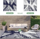 GENIMO Outdoor Rug 10' x 14' Waterproof for Patios Clearance, Reversible Outdoor Plastic Straw Camping Rug Carpet, Large Area Rugs Mats for RV, Camper, Deck, Balcony, Porch, Beach, Navy Blue&White by CozyNest Decor