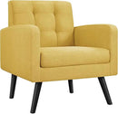 Yaheetech Mid-Century Accent Chairs, Modern Upholstered Living Room Chair, Cozy Armchair Button Tufted Back and Wood Legs for Bedroom/Office/Cafe, Yellow by CozyNest Decor