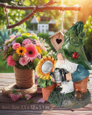 Solar-Powered Large Garden Gnome Watering Can Sunflower - 12 in Garden Decor Gnomes Decorations for Yard Lawn Ornaments Outside Statue Figurine LED Lights (Gnome) by CozyNest Decor