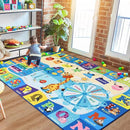 4x6 Playroom Rugs for Kids Washable, Educational and Fun Playmat with ABC Alphabet Animals Shapes Colors, Non-Slip Play Mat Learning Rugs for Baby Toddler Children Game Activity, Blue by CozyNest Decor