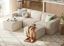 LINSY HOME Oversized Modular Sectional Sofa, 105" Cloud Couch L Shaped 3-Seat Sofa with 2 Movable Ottomans, Corduroy Sectional Couches for Living Room, No Assembly Required, Beige by CozyNest Decor