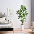 Artificial Dracaena Tree Artificial Silk Tree Faux Tree Fake Tropical Yucca Floor Plant with White Tall Planter (1, White Tall Planter, 6FT) by CozyNest Decor
