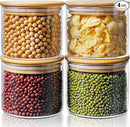 17oz - 4 Pack Glass Jars with Bamboo Lids, Glass Food Storage Containers with Airtight Lids, Air Tight Pantry Storage Containers for Coffee, Sugar, Spice, Meal Prep Jars for Salad & Fruit by CozyNest Decor