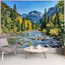 AMM Nature Forest Mountain Tapestry Green Pine Tree Tapestry for Bedroom Aesthetic Flowing River Landscape Tapestries Wall Hanging Bird Decor for Living Room Classroom Dorm Office by CozyNest Decor