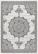 CAMILSON Outdoor Rug, 8x10 Medallion White Black Modern Area Rugs for Indoor and Outdoor Patios, Kitchen and Hallway Mats, Washable Porch Deck Outside Carpet (Medallion White, 8 x 10) by CozyNest Decor