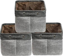 SIMPLE HOUSEWARE Large Fabric Storage Bin, 14.4" x 10" with Handles, 3-Pack, Foldable Organizer for Closet and Shelf, Dark Gray by CozyNest Decor