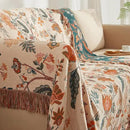 Boho Throw Blanket for Couch Sofa Bed, 100% Cotton Woven Quilt with Tassel 80”x90”, Super Soft Muslin Blanket with Floral Printed, Decorative Reversible Bed Blanket/Cover for All Seasons by CozyNest Decor
