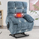 Lay Flat Recliner with Vibration Massage and Lumbar Heating, 26'' Wide Chair with Infinite Position and 2 Remote Controls, Soft Chenille Lift for Living Room, Grayish Blue by CozyNest Decor