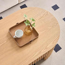 51.18'' Oval Coffee Table for Living Room Fluted Center Table with Drawer, Mid Century Modern Coffee Tables, Easy Assembly for Office Storage Tea Table Oak by CozyNest Decor