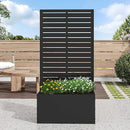 Casaphoria Metal Raised Garden Bed, 47"x24"x12" Planter Box for Climbing Plants, Vegetables & Vines, Features Drainage Holes and Privacy Screen (Black-Louvered) by GreenHaven Gardens