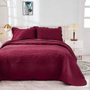 MarCielo 3-Piece 100% Cotton Oversized Bedspread Lightweight Quilt Coverlet Embroidery Farmhouse Bedding Set T0 (Wine Burgundy, Oversized King (118"x106")) by CozyNest Decor