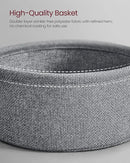 VASAGLE Side Table with Charging Station, Round End Table with Fabric Basket, Nightstand with Power Outlets, USB Ports, for Living Room, Bedroom, Modern, Ebony Black and Slate Gray ULET228B01 by CozyNest Decor