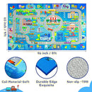 Chicrug 5x8 Car Road Area Rug for Kids Playroom Bedroom, Non Slip Low Pile Washable ABC Alphabet Carpet for Classroom, City Track Play Mat for Toddler Children Nursery Baby Room Decor, Blue by TinyTreasures Baby Boutique