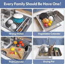 Over The Sink Dish Drying Rack for Kitchen, Expandable (12.8"-23.8" D x 15.5" W) Roll Up Dish Drainer with The Function of Fordable, Rust Proof, Large Sink Cover with Removable Utensil Holder by CozyNest Decor