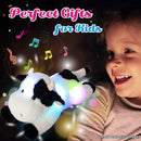 Cuteoy Glowing LED Cow Light-up Nightlight Toys Musical Plush Stuffed Animal Soft Singing Lullabies Birthday Christmas Plushies Gifts for Kids Boys Girls,15.5" by TinyTreasures Baby Boutique