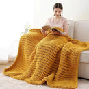 Battilo Chunky Knit Throw Blanket, Soft and Thick Chenille Throw Blanket, 50"x60" Handmade Cable Knit Crochet Blanket, Large Rope Knot Throw Blankets for Couch Sofa Bed Home Decor, Mustard by CozyNest Decor