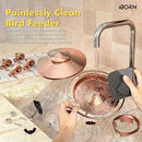 iBorn Bird Feeders for Outdoors, 2LB Metal Bird Feeders 17cm Large Roof &Tray, 4 Feeding Ports, Brushed Copper Finishing by CozyNest Decor