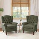 Lumibee High Back Accent Chair Set of 2,Upholstered Wingback Armchair with Solid Wood Legs for Small Spaces,Comfy Single Sofa Chair for Living Room,Bedroom,Office-Green by CozyNest Decor