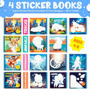 BulbaCraft 4Pcs Sticker Paint Books for Boys - Sticker Books by Number with Superheroes, Trucks, Animals and Space - Coloring Activity for Kids by TinyTreasures Baby Boutique