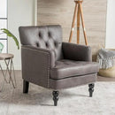 Christopher Knight Home GDFStudio Medford Brown Tufted Club Chair, Fabric Accent Chair with Studded Nailhead Accents by CozyNest Decor