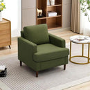 Mid-Century Accent Chair,Modern Linen Fabric Armchair for Living Room,Comfy Upholstered Reading Accent Chairs for Bedroom,Single Sofa Chair with Wood Legs (Green, 1 Pack) by CozyNest Decor