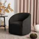 KINWELL 32" Wide Modern Boucle Swivel Barrel Chair, No Assembly Round Upholstered Swivel Accent Armchair for Living Room, Bedroom, Office (Black) by CozyNest Decor