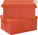 HOONEX Storage Bins with Lids for Organizing, Pack of 2, Storage Boxes with 2 Carrying Handles and Sturdy Heavy Cardboard, 16.5" L x 11.8" W x 7.5" H for Shoes, Books, Clothes, Nursery, Orange by TinyTreasures Baby Boutique