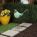 Alpine Corporation MCC704 Chin-Up Metal Bird Outdoor Décor Statue, Whimsical Animal Décor for Patio & Garden, 20" H, Green by CozyNest Decor