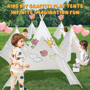 6 Pack Teepee Tent for Kids [Thickened] with Light String and Inflatable Airbed, Slumber Party Tents, Sleepover Tents Party for Girls Boys Indoor Outdoor (White) by TinyTreasures Baby Boutique