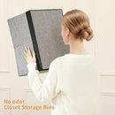 Linen Folding Storage Bins, 3 Pack Large Storage Baskets, Washable, Clothing Storage Bins with Handle, Closet Organizer for Storage Sweater,Sheets (gray black, 18½"x13½"x8½") by CozyNest Decor