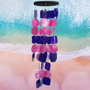 Bellaa 24841 Wind Chimes Outdoor, Garden Decorations, Musical, Indoor/Outside Windchimes, Beach, Ocean Breeze, Gifts for Mom, Gift for All Occasions, Capiz Sea Glass Shells Wood Pink Purple by CozyNest Decor