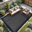 CAMILSON Indoor Outdoor Rug, 8x10 Bordered Dark Gray Black Modern Area Rugs for Indoor and Outdoor Patios, Kitchen and Hallway Mats, Washable Porch Deck Outside Carpet (Bordered Black, 8 x 10) by CozyNest Decor