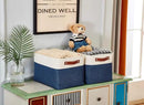 DECOMOMO Storage Baskets for Shelves - Fabric Closet Organizers and Storage Bins, Perfect Baskets for Organizing Closet Toys Nursery (Navy Blue and White, XL - 3 Pack) by CozyNest Decor