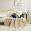 Amélie Home Knit Throw Blanket with Tassels for Couch, Luxury Boho Throw Blanket for Summer Ivory, 50"x60" by CozyNest Decor