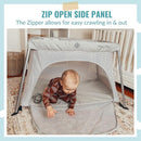 Dream On Me Travel Light Playard with Mesh Zipper Door in Grey by TinyTreasures Baby Boutique