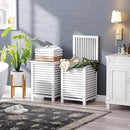 SMIBUY Double Laundry Hamper with Lid, 120L Bamboo Laundry Basket with Removable Liner Bag, 2-Section Clothes Divider Laundry Sorter for Laundry Room, Bathroom, Bedroom (White) by CozyNest Decor