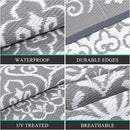 Pauwer Waterproof Outdoor Rug 8x10, Reversible Plastic Straw Patio Camping Rug, Indoor Outdoor RV Mat Carpet for Deck, Camper, Porch, Balcony, Backyard, Picnic, Floral Grey by GreenHaven Gardens