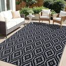 OLANLY Outdoor Rug 6x9 ft Waterproof, Outdoor Plastic Straw Rug with Geometric Pattern Clearance, Reversible RV Mat for Patio, Camping, Balcony, Deck, Backyard, Black & Grey by CozyNest Decor