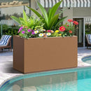 FENCY Metal Rectangular Planter Box, Large Planters for Outdoor Plants, Tall Planters for Outdoor Plants with Drainage Holes (32" L x 10" W x 16.3" H,Brown) by CozyNest Decor