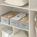 Linen Folding Storage Bins, 3 Pack Large Storage Baskets, Washable, Clothing Storage Bins with Handle, Closet Organizer for Storage Sweater,Sheets(dark grey, 16"x9½"x6¾") by CozyNest Decor