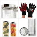 BLAZIN' GRILL Rolling Grill Basket | Rolling Grilling Baskets for Outdoor Grilling 2 Pcs | Barbecue Grill Set with BBQ Gloves | Portable Camping Net Rack Perfect for Vegetables, Seafood & Meat by GreenHaven Gardens