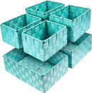 Woven Storage Baskets, Storage Bins, Cube Basket Container Baskets Storage Boxes Organizers for Clothes /Shelves/ Closet, Set of 6 (Aqua) by TinyTreasures Baby Boutique