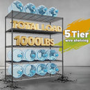 REIBII 45.5''W Storage Shelves Wire Shelving, 5 Tier Pantry Shelves for Storage Rack, Adjustable Metal Shelving for Pantry Kitchen Steel Shelving, 45.5" W x 71" H x 17.7" D by CozyNest Decor
