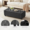48" Ottoman with Storage, Storage Ottoman Bench with Safety Hinge, Upholstered Entryway Bench with Seating for Bedroom, Living Room, Holds up to 330 lb, Dark Gray by CozyNest Decor