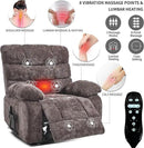 Lay Flat Recliner with Vibration Massage and Lumbar Heating, 26" Wide Recliner with Infinite Position and 2 Remote Controls, Soft Chenille Lift Chair for Living Room, Chocolate by CozyNest Decor