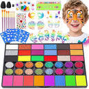 Face Painting Kit for Kids - 42 Colors Washable Face Paint Professional Face Paint Kit, with Brushes, Stencils, Palette, Gems, Crayon, Non-Toxic Body Makeup for Kids Halloween, Party, Birthday by TinyTreasures Baby Boutique