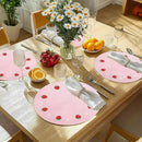 Whaline 4Pcs Round Placemats Daisy Strawberry Embroidered Place Mats Summer Strawberry Dinner Table Mats for Home Wedding Baby Shower Birthday Party Decor by CozyNest Decor